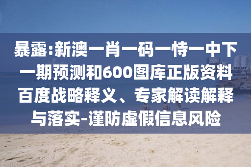 暴露:新澳一肖一码一恃一中下一期预测和600图库正版资料百度战略释义、专家解读解释与落实-谨防虚假信息风险