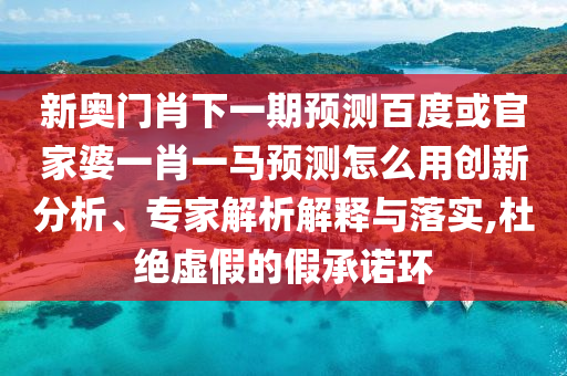 新奥门肖下一期预测百度或官家婆一肖一马预测怎么用创新分析、专家解析解释与落实,杜绝虚假的假承诺环