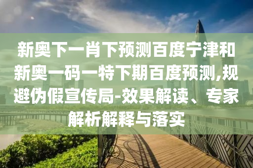 新奥下一肖下预测百度宁津和新奥一码一特下期百度预测,规避伪假宣传局-效果解读、专家解析解释与落实