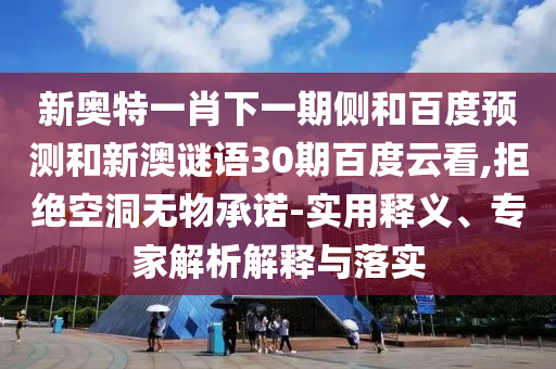 新奥特一肖下一期侧和百度预测和新澳谜语30期百度云看,拒绝空洞无物承诺-实用释义、专家解析解释与落实