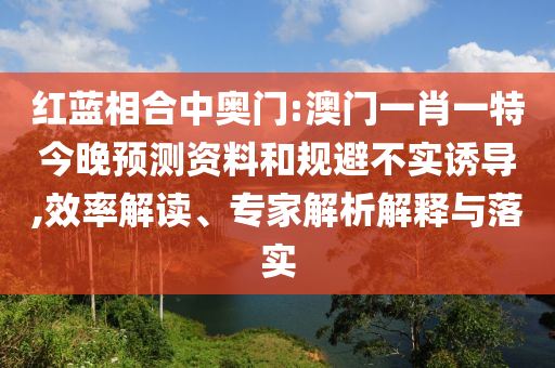 红蓝相合中奥门:澳门一肖一特今晚预测资料和规避不实诱导,效率解读、专家解析解释与落实