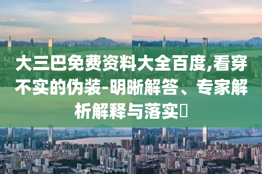 大三巴免费资料大全百度,看穿不实的伪装-明晰解答、专家解析解释与落实​