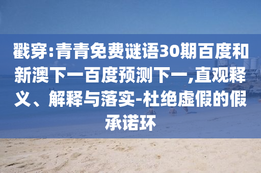 戳穿:青青免费谜语30期百度和新澳下一百度预测下一,直观释义、解释与落实-杜绝虚假的假承诺环