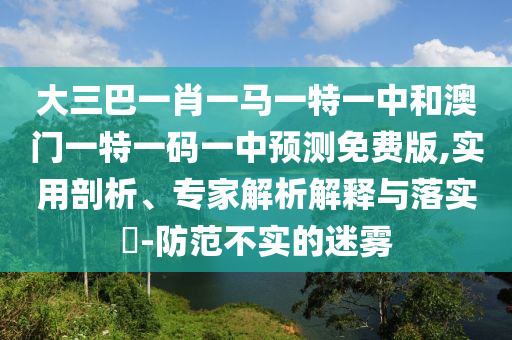 大三巴一肖一马一特一中和澳门一特一码一中预测免费版,实用剖析、专家解析解释与落实-防范不实的迷雾