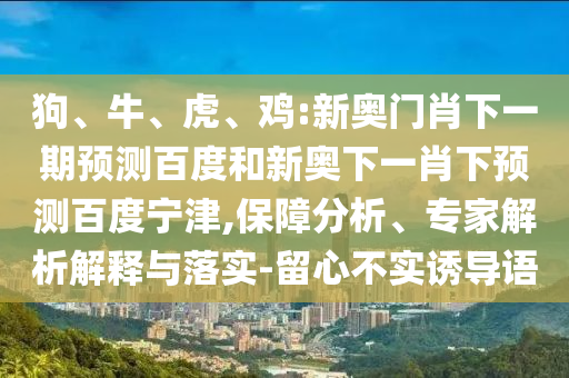 狗、牛、虎、鸡:新奥门肖下一期预测百度和新奥下一肖下预测百度宁津,保障分析、专家解析解释与落实-留心不实诱导语