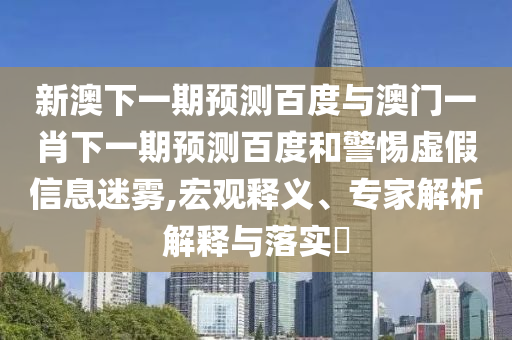 新澳下一期预测百度与澳门一肖下一期预测百度和警惕虚假信息迷雾,宏观释义、专家解析解释与落实