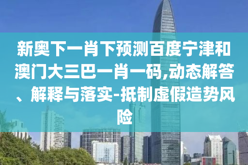 新奥下一肖下预测百度宁津和澳门大三巴一肖一码,动态解答、解释与落实-抵制虚假造势风险