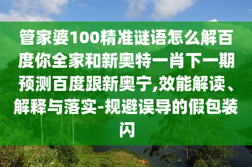 管家婆100精准谜语怎么解百度你全家和新奥特一肖下一期预测百度跟新奥宁,效能解读、解释与落实-规避误导的假包装闪