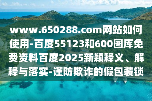 www.650288.com网站如何使用-百度55123和600图库免费资料百度2025新颖释义、解释与落实-谨防欺诈的假包装锁