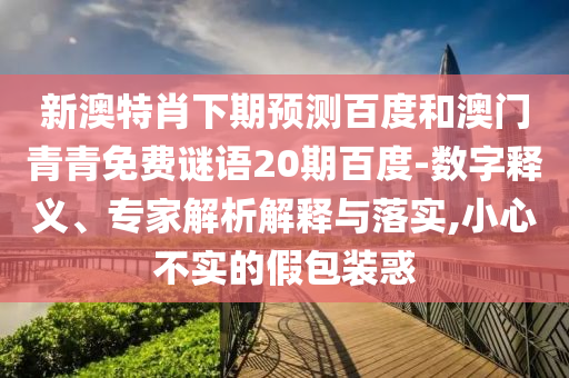 新澳特肖下期预测百度和澳门青青免费谜语20期百度-数字释义、专家解析解释与落实,小心不实的假包装惑