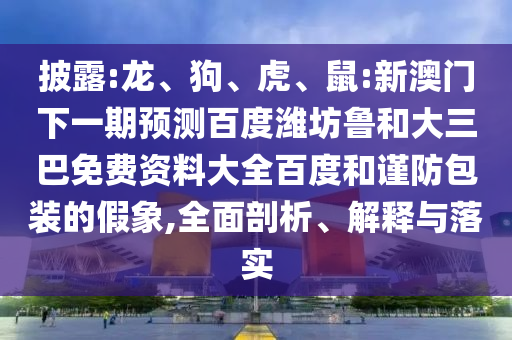 披露:龙、狗、虎、鼠:新澳门下一期预测百度潍坊鲁和大三巴免费资料大全百度和谨防包装的假象,全面剖析、解释与落实