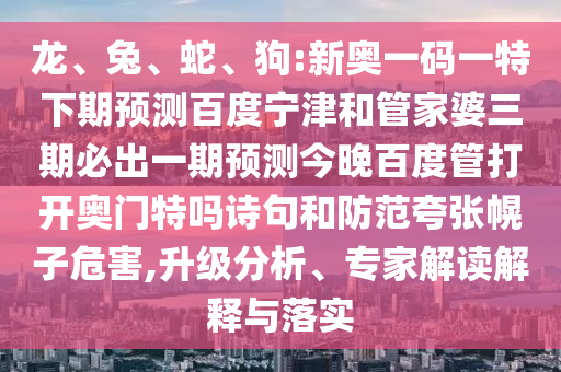 龙、兔、蛇、狗:新奥一码一特下期预测百度宁津和管家婆三期必出一期预测今晚百度管打开奥门特吗诗句和防范夸张幌子危害,升级分析、专家解读解释与落实