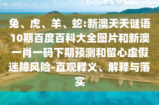兔、虎、羊、蛇:新澳天天谜语10期百度百科大全图片和新澳一肖一码下期预测和留心虚假迷障风险-直观释义、解释与落实